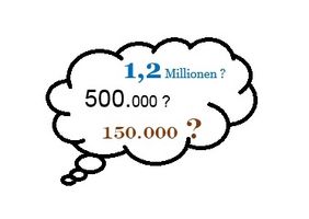 In einer schematischen Wolke sind die Zahlen 1,2 Millionen, 500000 und 150000 aufgeführt.
