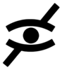 Das Logo zeigt ein abstrahiertes durchgestrichenes Auge.