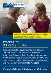 Titelseite des Flyers "Makula-Degeneration" im Kleinformat